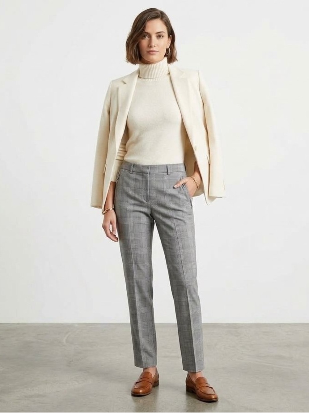 J. Crew Gray Glen Plaid Chinos - Slim Tailored Fit